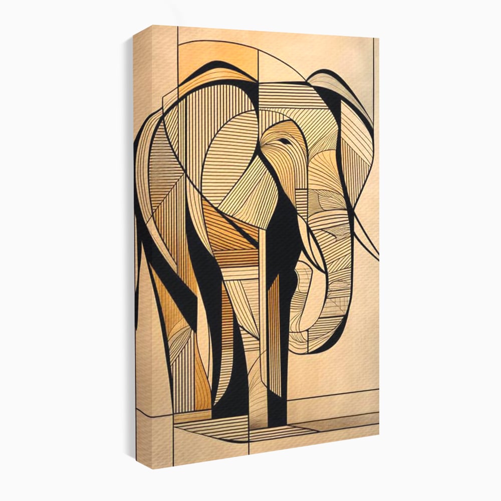 Tablou canvas cu tablou canvas cu elefant geometric, fara rama, pe sasiu de lemn